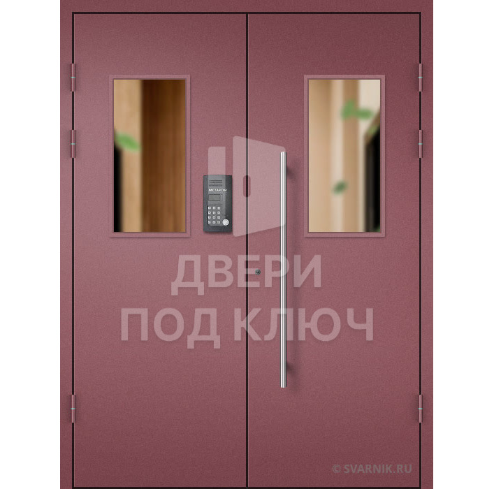 Двустворчатая металлическая техническая дверь в подъезд ДПК-13822